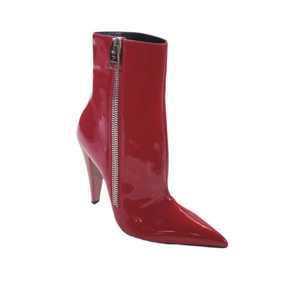 Tom Ford Womens Patent Leather Side Zipped Ankle Boots Red Size EUR 41